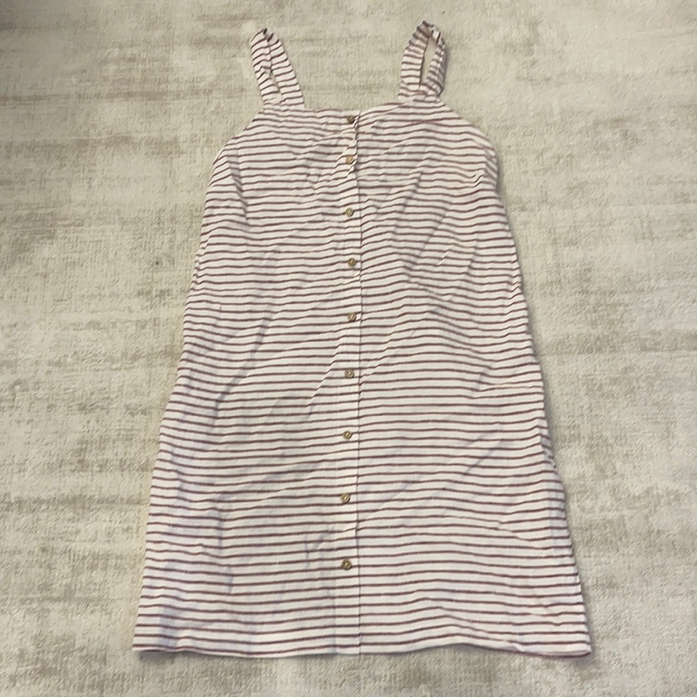 Red and white linen dress
